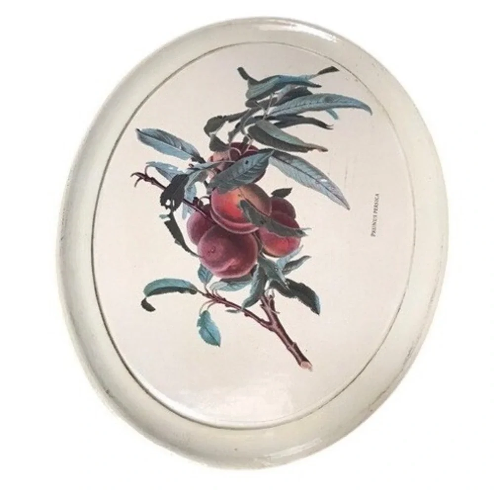 Legno Holz Vintage Oval Wood‎ Serving Tray Made in Italy Botanical Peach